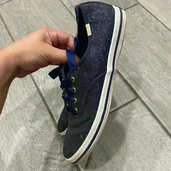 Keds X Kate Spade New York Navy Blue Glitter Sneakers Size 5 - Picture 5 of 7